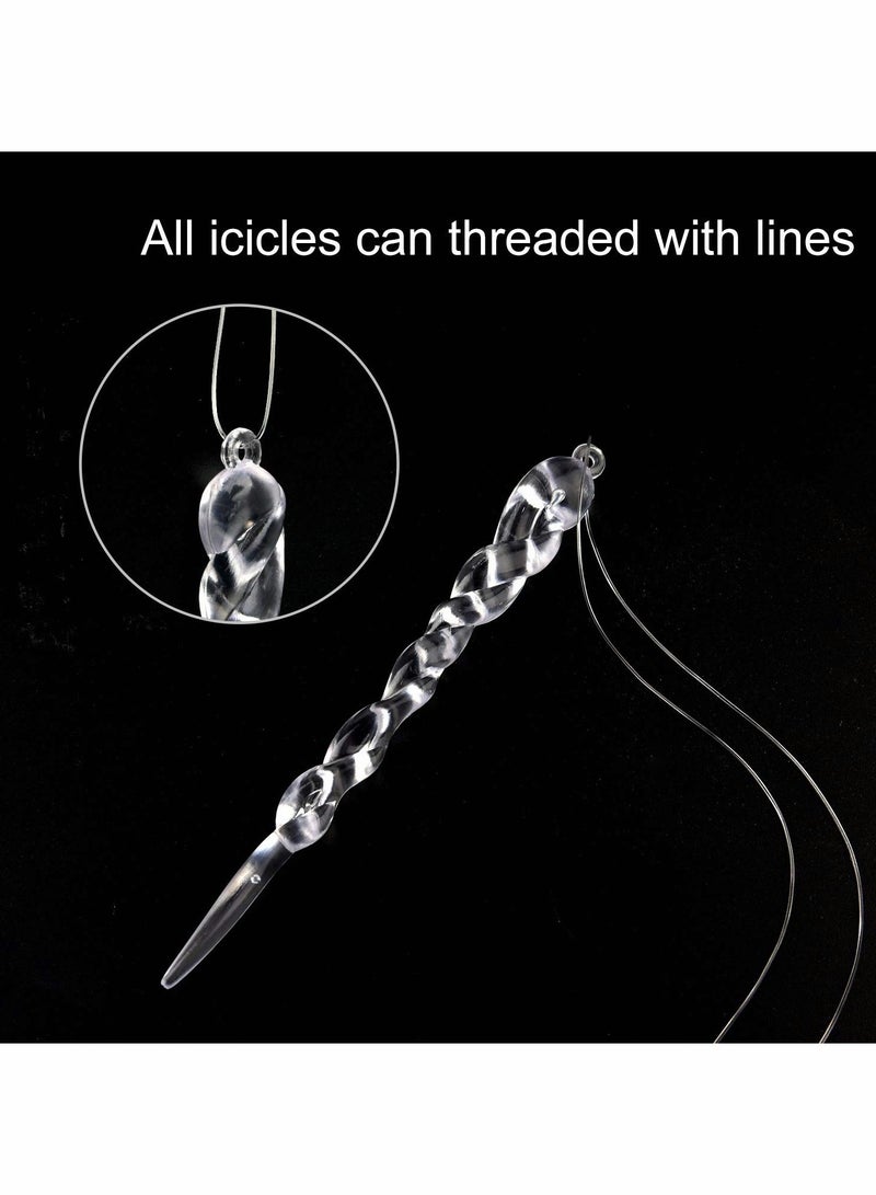 SYOSI Acrylic Crystal Decorations Set, 40pcs New Year Decorations Snowflake Icicle Ornaments with Crystal Line Clear Tree Decor Indoor for Home Wedding Festival Party - Image 5