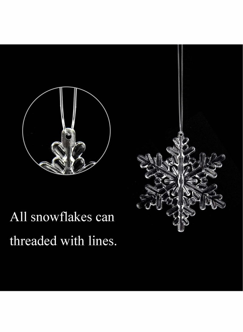 SYOSI Acrylic Crystal Decorations Set, 40pcs New Year Decorations Snowflake Icicle Ornaments with Crystal Line Clear Tree Decor Indoor for Home Wedding Festival Party - Image 4