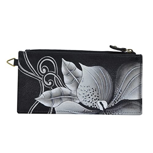 Anna by Anuschka Women's Hand Painted Genuine Leather Organizer Wallet - Midnight Floral Black - Image 1