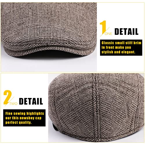 Sumolux Mens Newsboy Cap Winter Beret Hat Cabbie Flat Cap (Coffee B) - Image 3