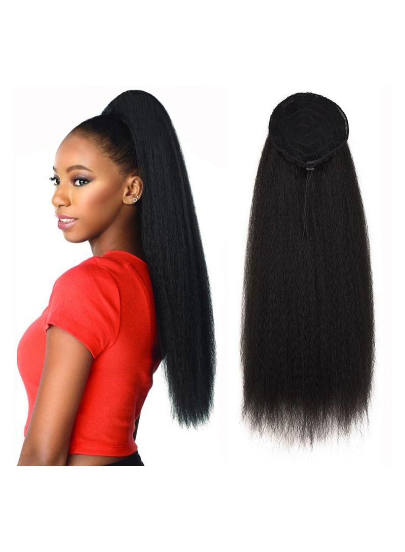 Estelle Wig Ponytail Long Curly Hair Ponytail Fluffy Explosive Head Wig Ponytail Corn Silk African Ponytail Color No 1 - Image 1