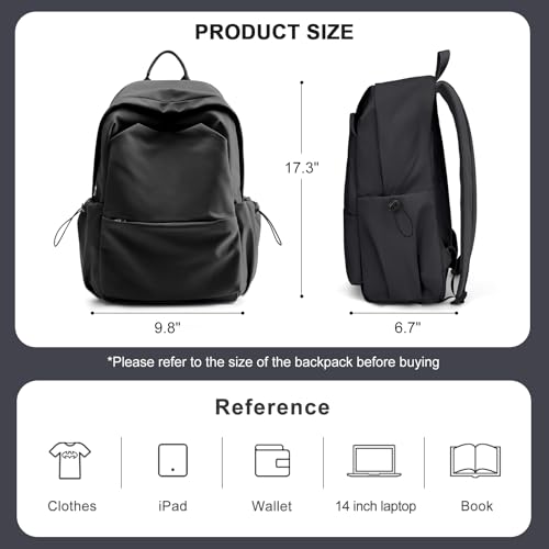 coofay Black Backpack For Women Small Backpacks For School Bag School Backpack For College Bookbag For Women Waterproof Gym Backpack For Men Book Bags - Image 4