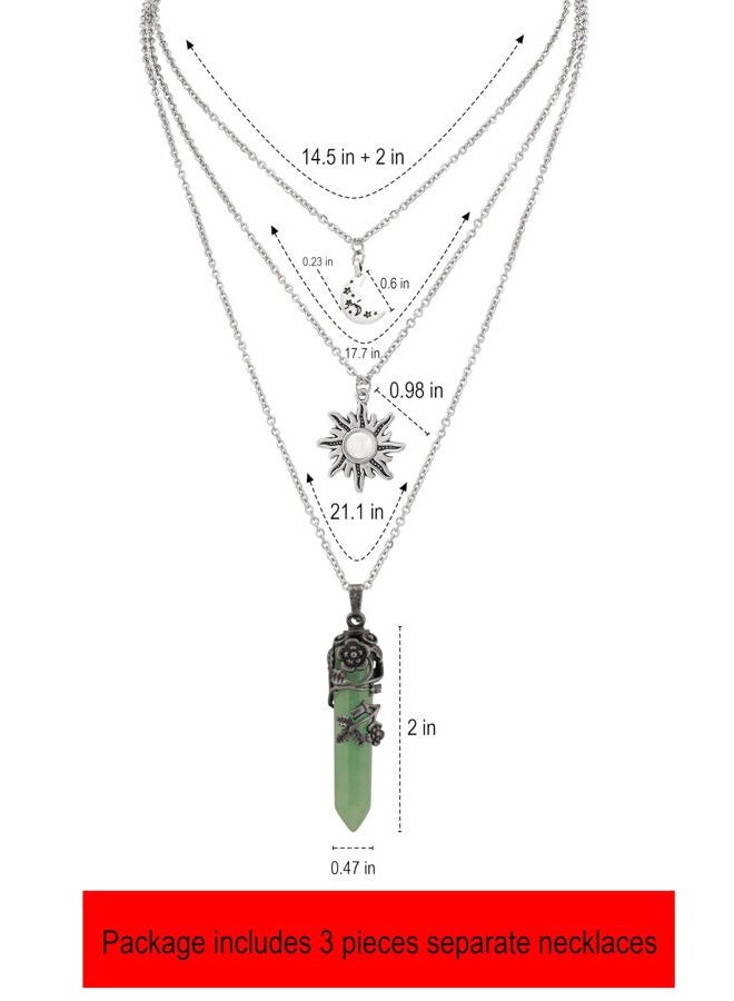 Sacina Layered Green Crystal Sun Moon Choker - Image 5