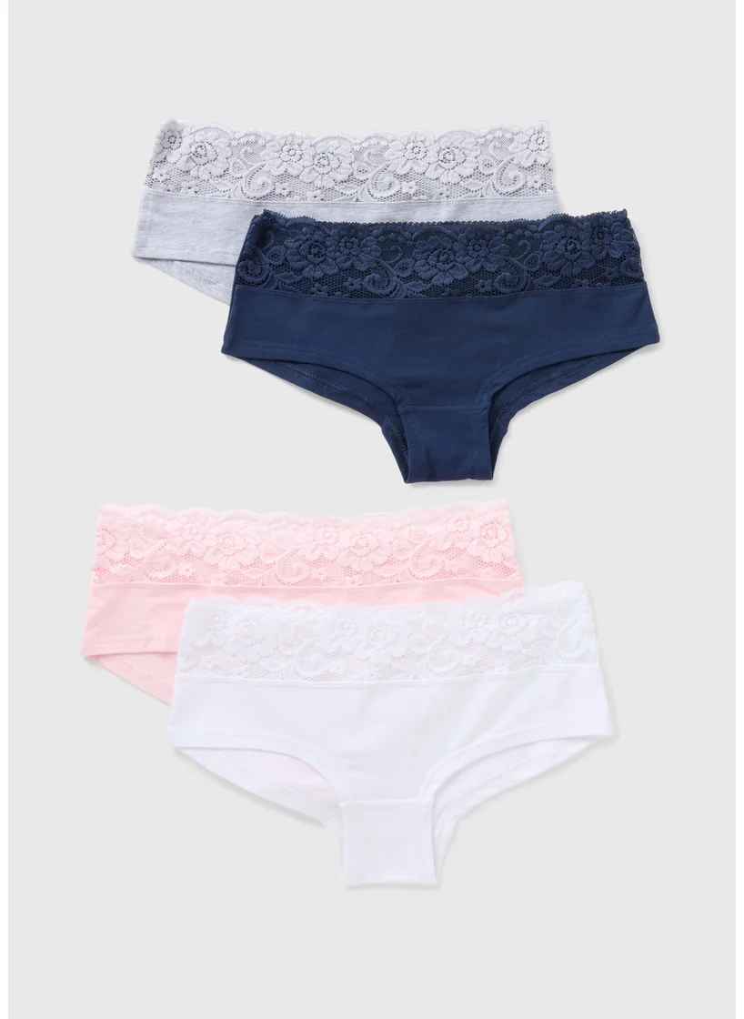 Matalan 4 Pack Multicoloured Lace Short Knickers