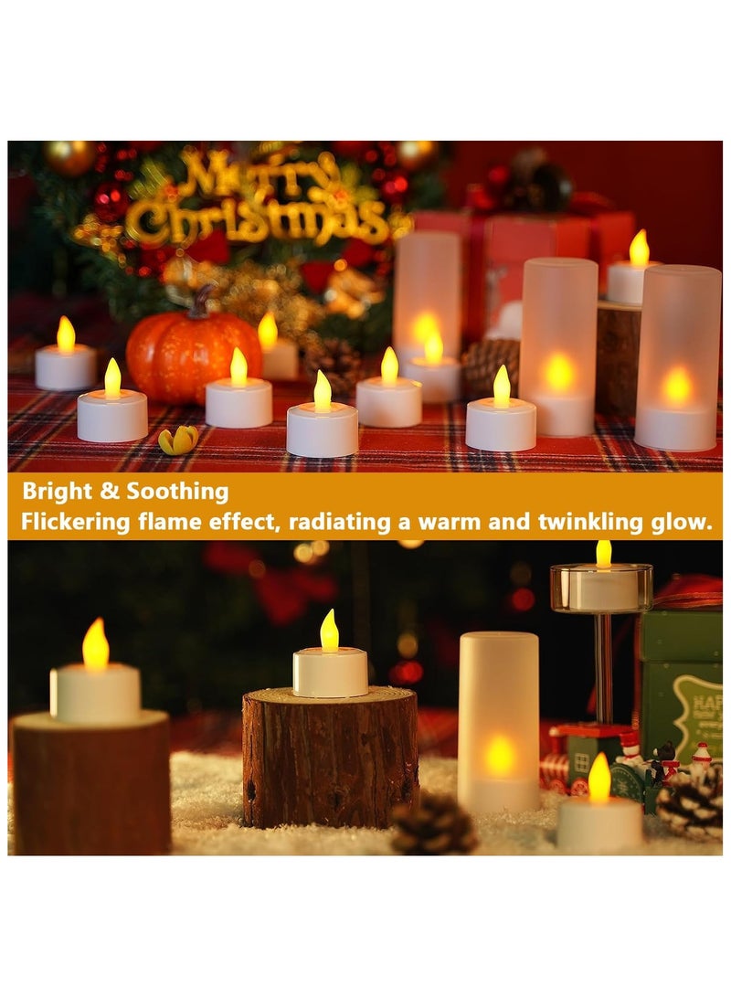 LED Candle Light Flameless Tea Lights Rechargeable Flickering Decoration Tealight Lamp with 12 Frosted Cups, Charging Base for Party Wedding Bar Family Dinner Outdoor Picnic (12 Packs, Warm) - Image 4