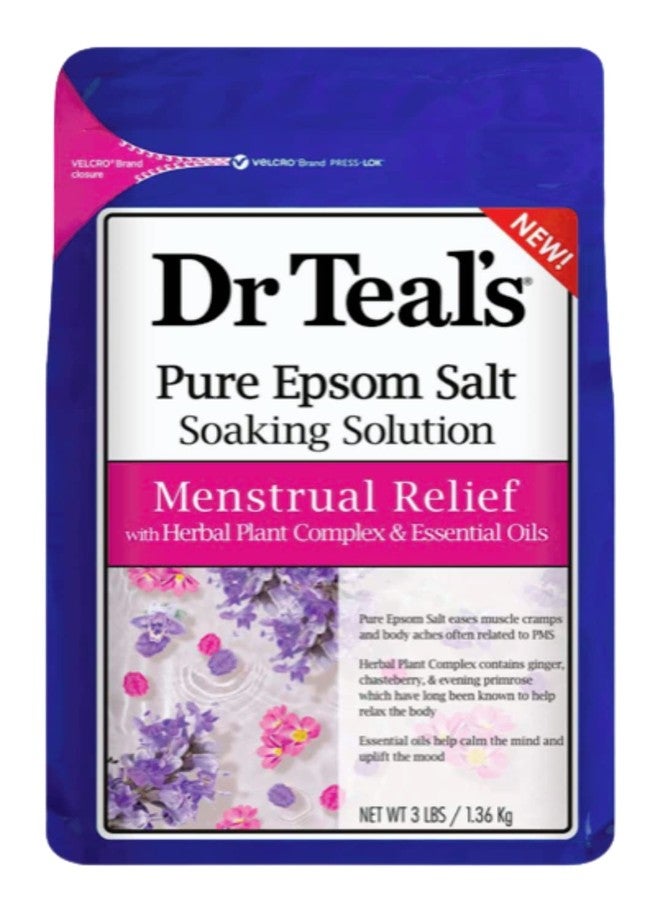 Dr Teal's Menstrual Relief Pure Epsom Salt with Herbal Plant Complex & Essential Oils-3 lbs