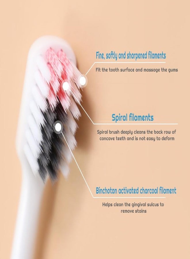 Funspark T-Brite × Vega Soft Toothbrush 4-Pack – Spiral Bristles, Bamboo Charcoal Core, Ultra-Soft Gum Care, Compact Head, Sensitive Teeth Cleaning, Deep Stain Removal Oral Care Set - Image 5