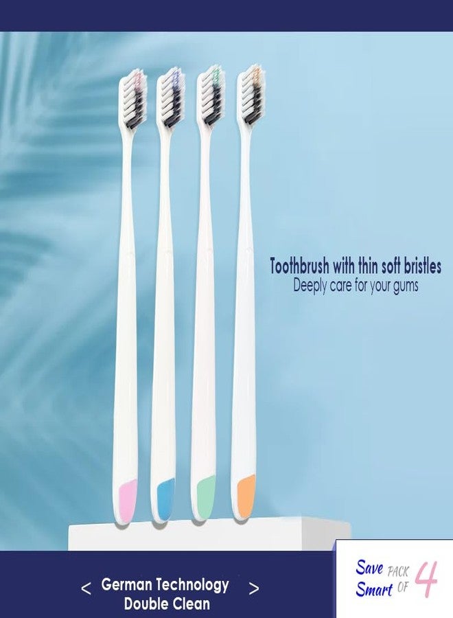 Funspark T-Brite × Vega Soft Toothbrush 4-Pack – Spiral Bristles, Bamboo Charcoal Core, Ultra-Soft Gum Care, Compact Head, Sensitive Teeth Cleaning, Deep Stain Removal Oral Care Set - Image 4