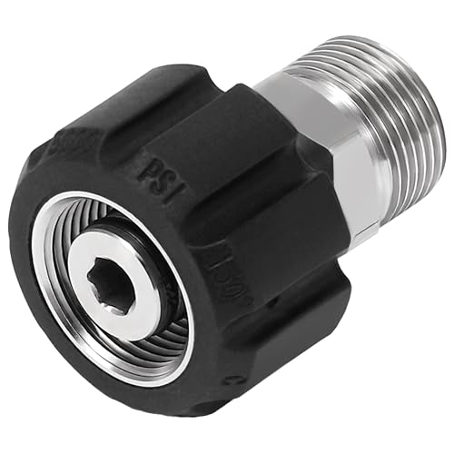 M MINGLE Pressure Washer Adapter, Metric M22 15mm Female Thread to M22 14mm Male Fitting, Stainless Steel, 4500 PSI - Image 1