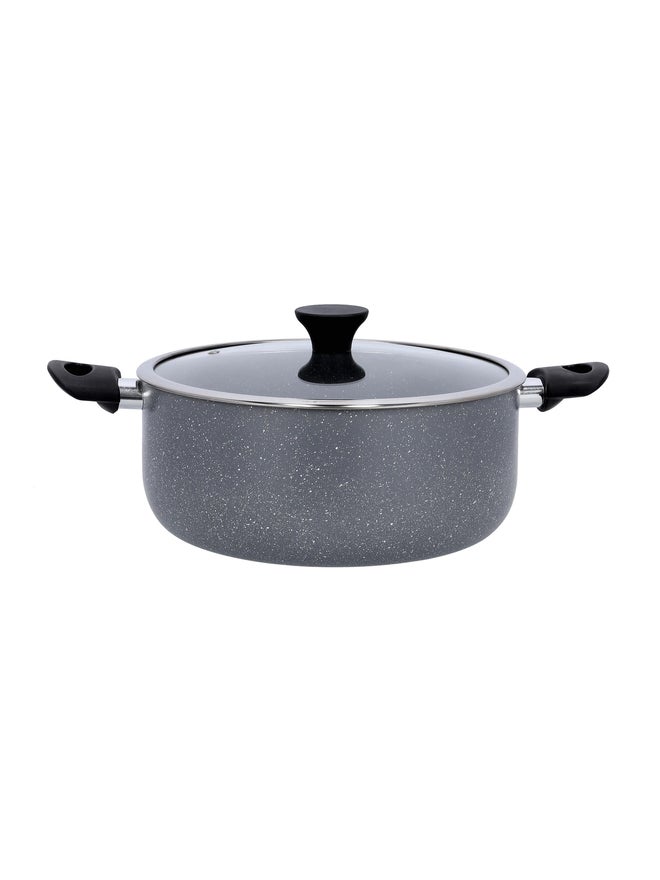 Delcasa Granite Coted Casserole with Glass Lid, 24 cm - Image 1
