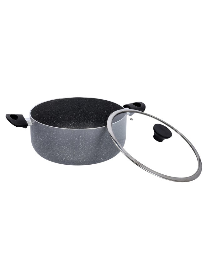 Delcasa Granite Coted Casserole with Glass Lid, 24 cm - Image 2