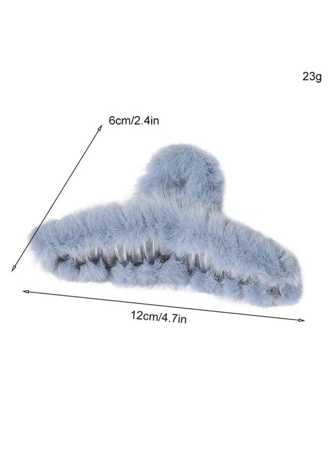DN Creation Set of 6 Cute Soft Faux Rabbit Fleece Fur Curve, Non Slip Large Barrettes Large Fuzzy Hair Clips Claw Clutcher For Women & Girls - Random Color - Image 2