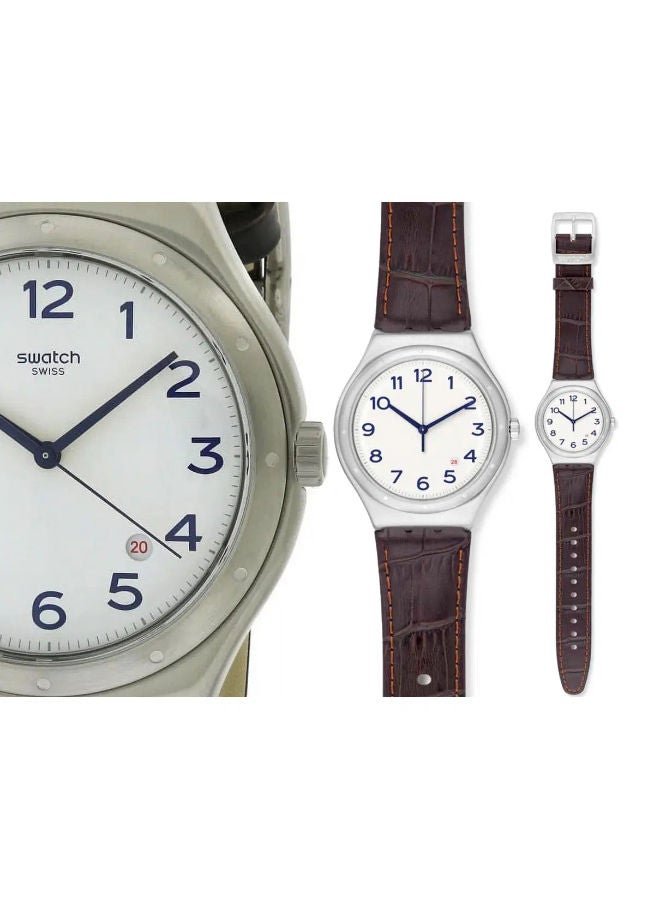 Swatch Leather Analog Wrist Watch YWS416 - Image 4