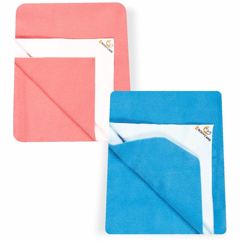 Bodycare Baby Dry Sheet Waterproof Bed Protector | Extra Absorbent | Anti - Bacterial & Odour Free Washable Gifts Pack, Medium, Pack of 2 Coral Candy & Firozi 100 X 70 CM - Image 1