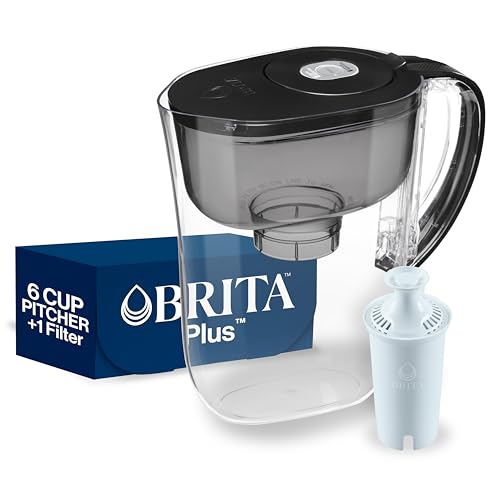 Brita Small 6 Cup Water Filter Pitcher, 1 BritaPlus Filter, Metro, Black (Package May Vary) - Image 1