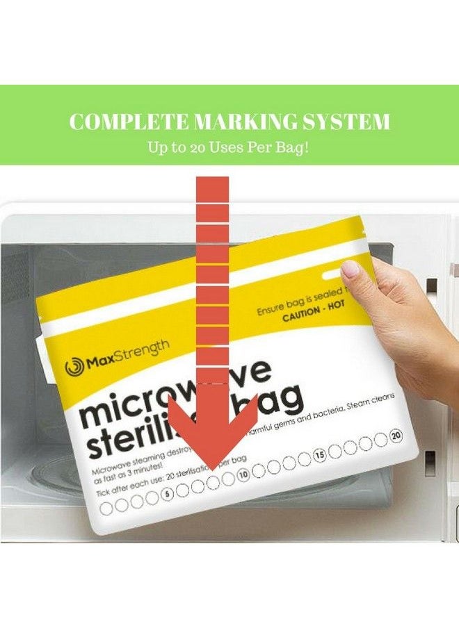 Premium Microwave Sterilizer Bags (20Pcs) By Max Strength Large & Durable Steam Bags For Baby Bottles Soothers Teethers & Training Cups 20 Uses Per Bag & Marking System