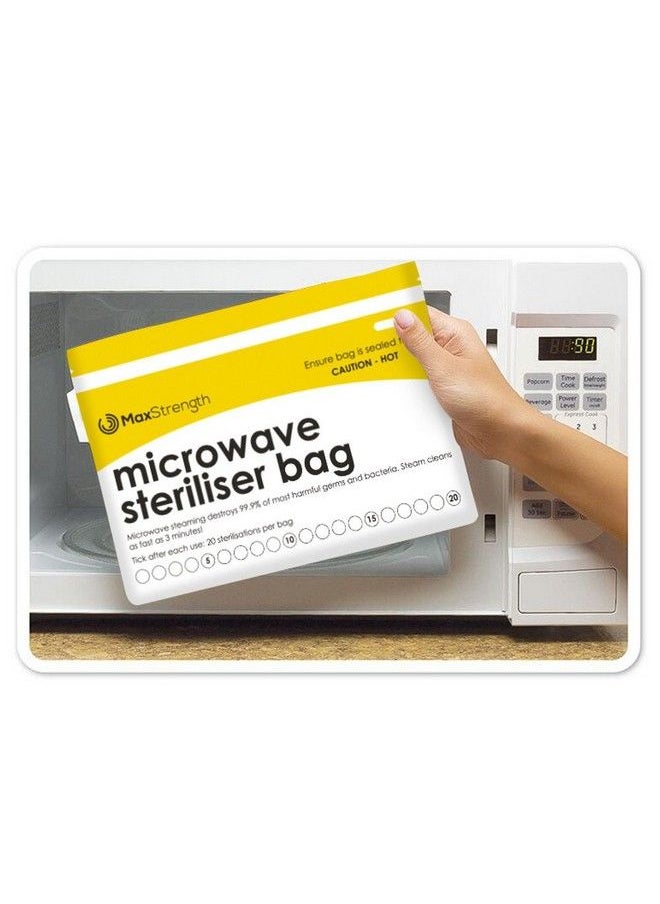 Premium Microwave Sterilizer Bags (20Pcs) By Max Strength Large & Durable Steam Bags For Baby Bottles Soothers Teethers & Training Cups 20 Uses Per Bag & Marking System