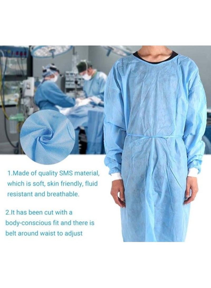 Generic 10 PCS Disposable Isolation Gowns with Long Sleeve Knit Elastic Cuffs Fully Closed Double Tie Back Lightweight Breathable Fluid Resistant Unisex  - Image 2