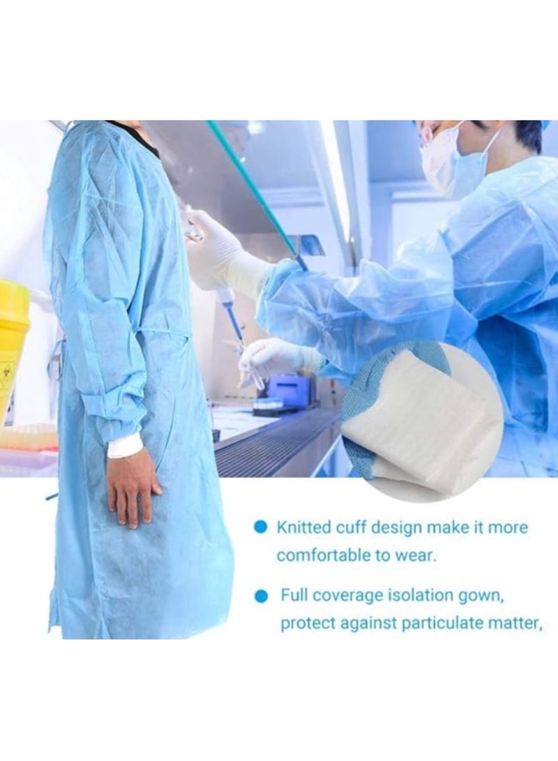 Generic 10 PCS Disposable Isolation Gowns with Long Sleeve Knit Elastic Cuffs Fully Closed Double Tie Back Lightweight Breathable Fluid Resistant Unisex  - Image 3