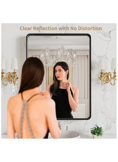 Bathroom Mirror, 40 x 50 cm Wall-mounted Rounded Rectangular Mirror, Wall Mirror with Aluminum Alloy Frame, Modern Large Mirrors for Bathroom, Bedroom,Vanity, Hangs Vertically or Horizontally - pzsku/Z0B4BD599129DFB78F2CAZ/45/_/1737363679/3474ad31-ca86-45ea-aca1-bbaeb514ddb5