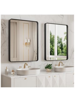 Bathroom Mirror, 40 x 50 cm Wall-mounted Rounded Rectangular Mirror, Wall Mirror with Aluminum Alloy Frame, Modern Large Mirrors for Bathroom, Bedroom,Vanity, Hangs Vertically or Horizontally - pzsku/Z0B4BD599129DFB78F2CAZ/45/_/1737363699/1134c05c-5306-4ff3-8229-e15386b2b9d9