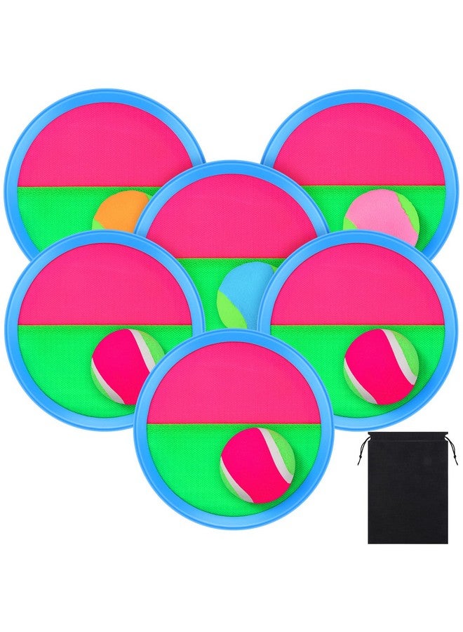 Aneco Aneco Toss and Catch Paddle Game Set Disc Paddles and Toss Ball Sport Game with Storage Bag, 6 Paddles and 6 Balls  - Image 1