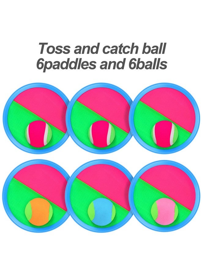 Aneco Aneco Toss and Catch Paddle Game Set Disc Paddles and Toss Ball Sport Game with Storage Bag, 6 Paddles and 6 Balls  - Image 3