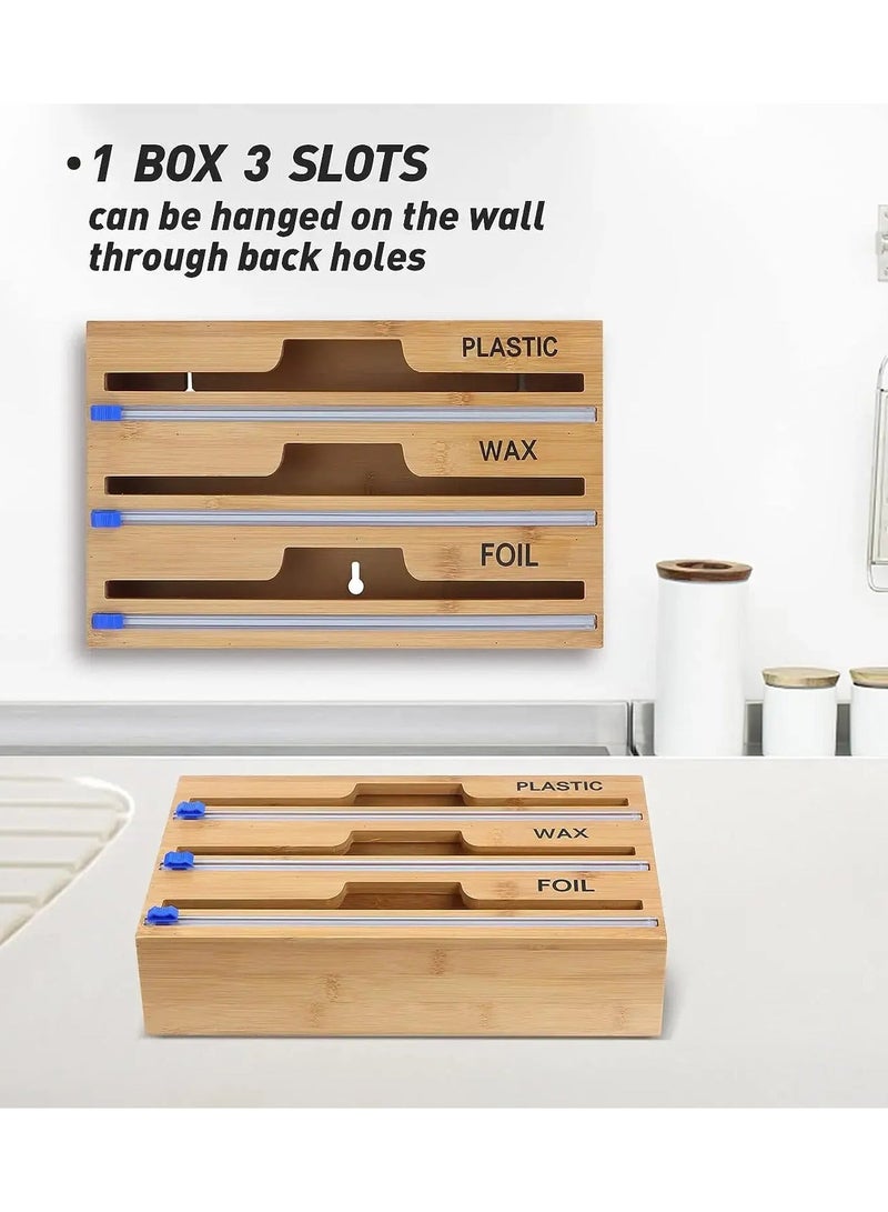 OLUDENIZ 2-in-1 Bamboo Wrap Dispenser with Cutter – Foil, Plastic, Wax Paper Organizer for Kitchen Drawers, with Slide Cutters – Eco-Friendly - Image 5