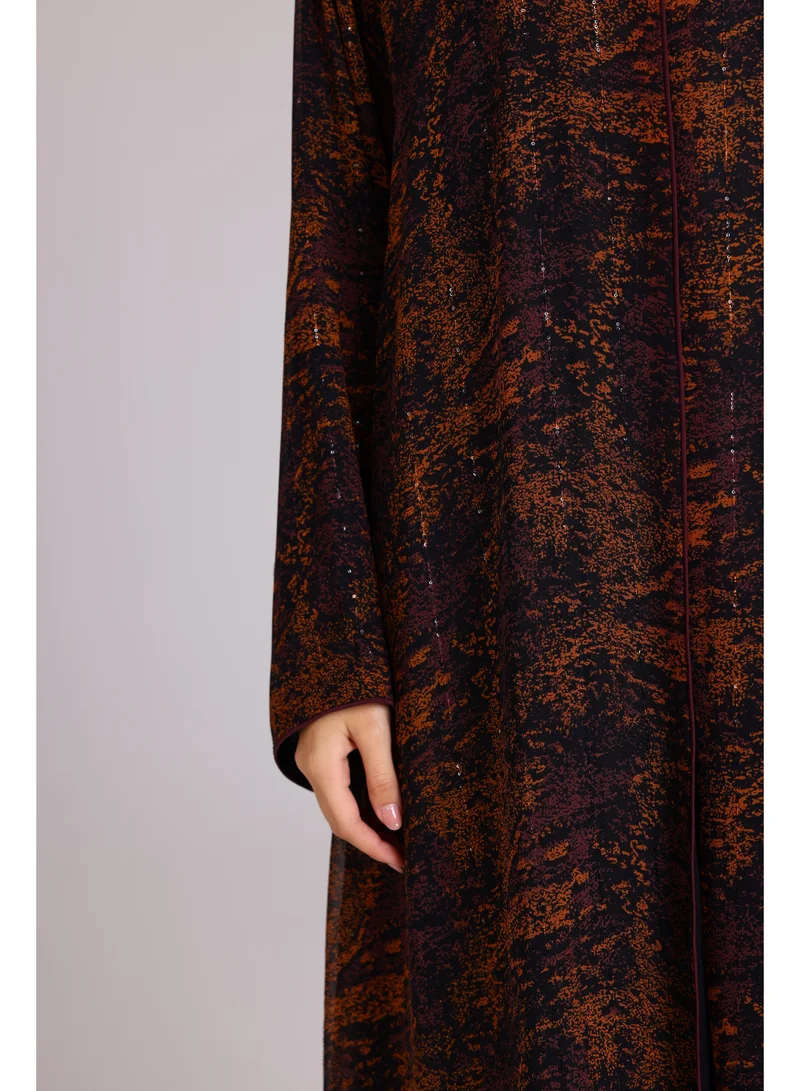 اكسا عباية نقوش مميزة قصة واسعة برتقالي