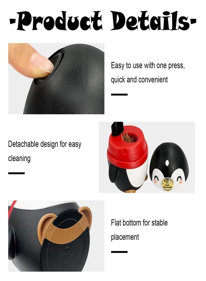 FALESHOS Push-Type Toothpick Dispenser – Penguin Toothpick Holder, Fun and Playful Design for Easy Availability During Meals, Parties, or Frequent Use（Black） - Image 4