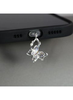 Butterfly Mobile Phone Dust Plug Mobile Phone Dust Plug Pendant Butterfly Artificial Pearl And Diamond Accessories Decorative Mouth-Color:Style 6-Applicable Models:Android (Micro USB)