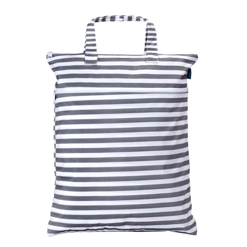 Teamoy Travel Hanging Wet Dry Bag Organizer 173 x 134 inches with Two Compartments for Cloth Diaper Laundry Swimsuits and More Easy to Hang Everywhere M Gray Strips
