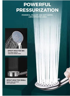 KIIUMI Handheld Shower Head with 1.3m Hose, Pressurised Shower Head, 5 Water Flow Modes, Comfortable Chrome Shower, Anti-Twist Durable,Silver  - Image 4