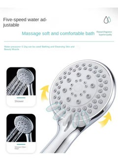 KIIUMI Handheld Shower Head with 1.3m Hose, Pressurised Shower Head, 5 Water Flow Modes, Comfortable Chrome Shower, Anti-Twist Durable,Silver  - Image 5