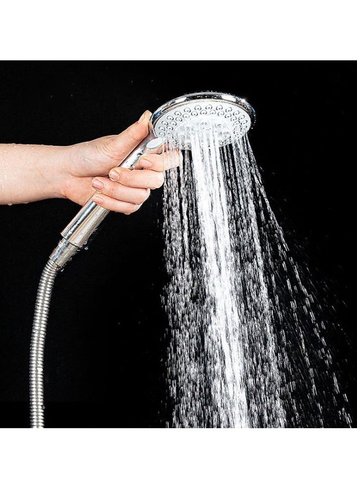 KIIUMI - Handheld Shower Head with 1.3m Hose, Pressurised Shower Head, 5 Water Flow Modes, Comfortable Chrome Shower, Anti-Twist Durable,Silver - Image 1