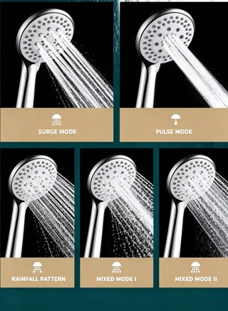 Handheld Shower Head with 1.3m Hose, Pressurised Shower Head, 5 Water Flow Modes, Comfortable Chrome Shower, Anti-Twist Durable,Silver - view 3