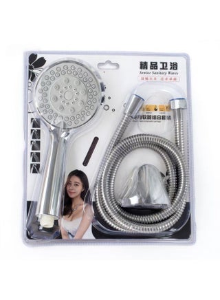 Handheld Shower Head with 1.3m Hose, Pressurised Shower Head, 5 Water Flow Modes, Comfortable Chrome Shower, Anti-Twist Durable,Silver - view 2