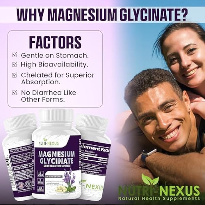 NUTRI-NEXUS Magnesium Glycinate 833mg - 90 Vegan Capsules | Gluten Free, High Absorption Chelated Magnesium Glycinate for Sleep, Muscle, Heart, Metabolism Support | - Image 4