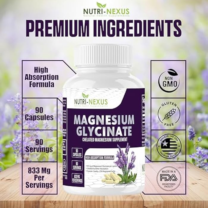 NUTRI-NEXUS Magnesium Glycinate 833mg - 90 Vegan Capsules | Gluten Free, High Absorption Chelated Magnesium Glycinate for Sleep, Muscle, Heart, Metabolism Support | - Image 5