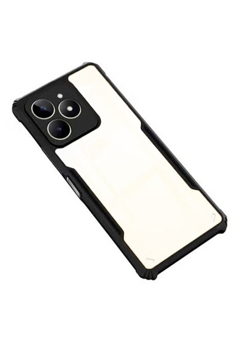 realme C61 4G Case Cover, Ultra-Thin Lightweight Cover Soft TPU Bumper, Acrylic Clear Back Mobile Phone Case Cover Black