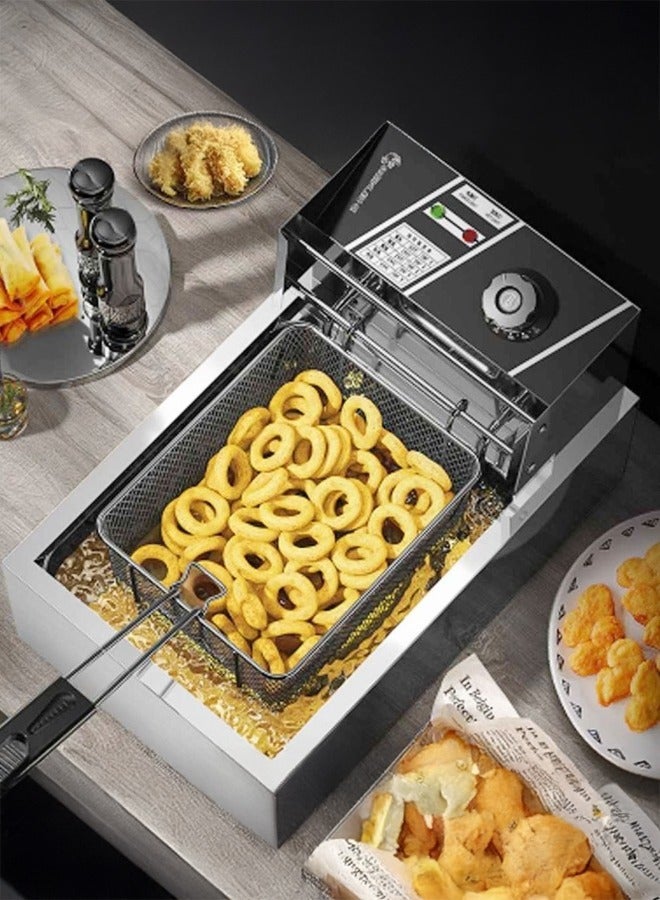 TOSCANA U 6L 2200W Stainless Steel Deep Oil Fryer with Frying Basket Strainer, Adjustable Temperature and Timer, Removable Oil Container - Image 4