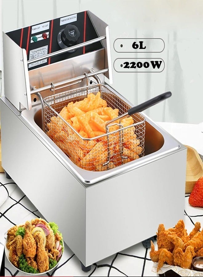 TOSCANA U 6L 2200W Stainless Steel Deep Oil Fryer with Frying Basket Strainer, Adjustable Temperature and Timer, Removable Oil Container - Image 5