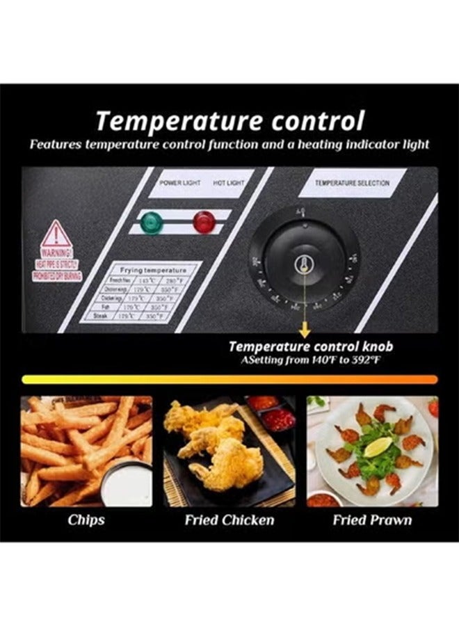 توسكانا يو مقلاة زيت عميقة سعة 6 لتر و قوة 2200 واط من الفولاذ المقاوم للصدأ مع مصفاة سلة قلي و مزودة  بدرجة حرارة ومؤقت قابلين للتعديل، حاوية زيت قابلة للازالة - Image 3