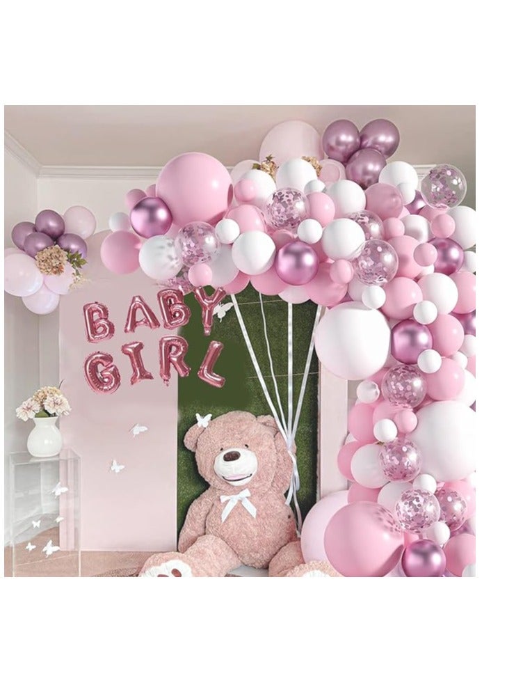 Pink And White Balloon Arch Garland Kit-121 Pcs 5+12+18 Inch White Pink Baby Girl Balloons For Baby Girl Shower Decorations Birthday Engagement Party Gender Reveal Balloons Decoration - Image 4