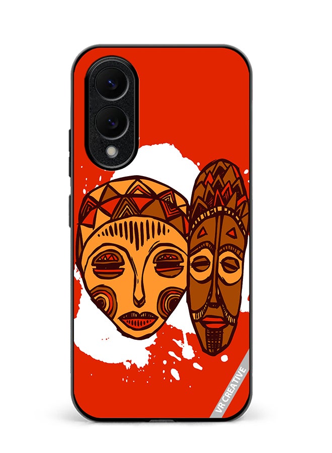VR CREATIVE Protective Case Cover For Samsung Galaxy S25 Edge African Masks Design Multicolour
