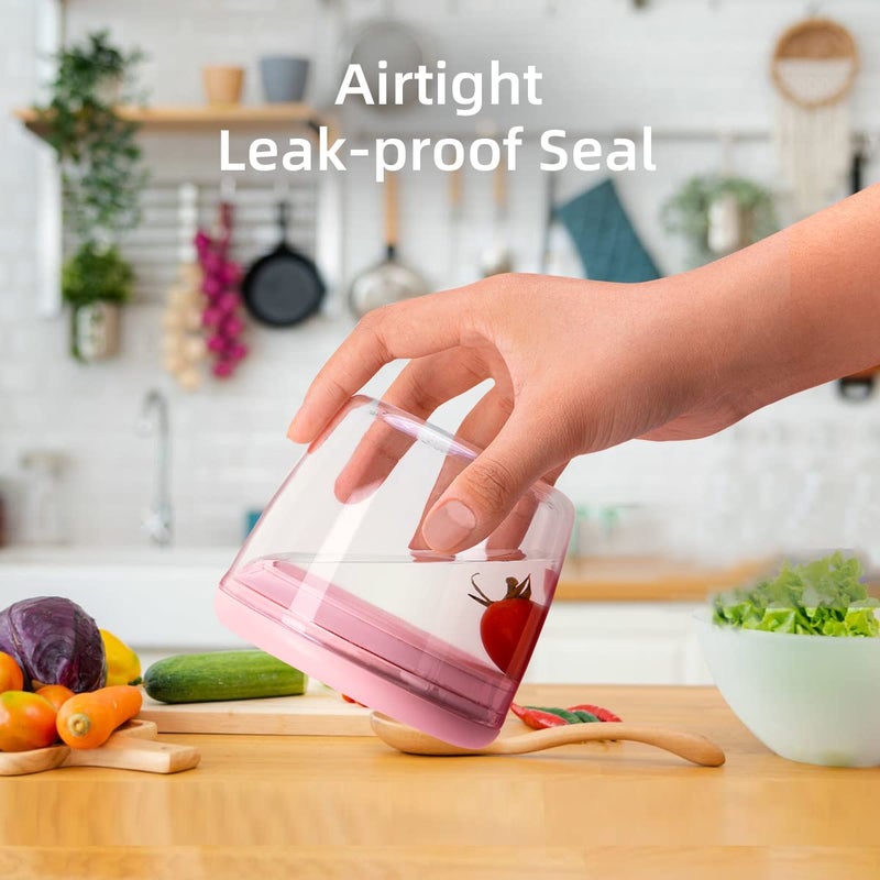 Ankou 400ml Meal Prep Container Set of 4 Pink Tritan Plastic Food Storage Containers with Lids, Airtight Leakproof Pop Top Lid Bowl for Breakfast Leftovers - Image 3