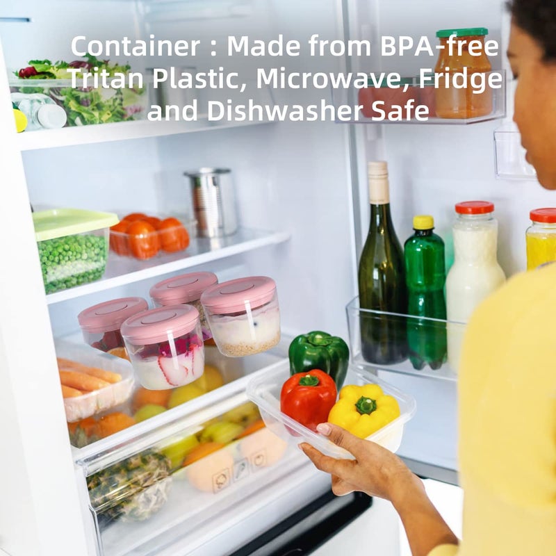 Ankou 400ml Meal Prep Container Set of 4 Pink Tritan Plastic Food Storage Containers with Lids, Airtight Leakproof Pop Top Lid Bowl for Breakfast Leftovers - Image 5