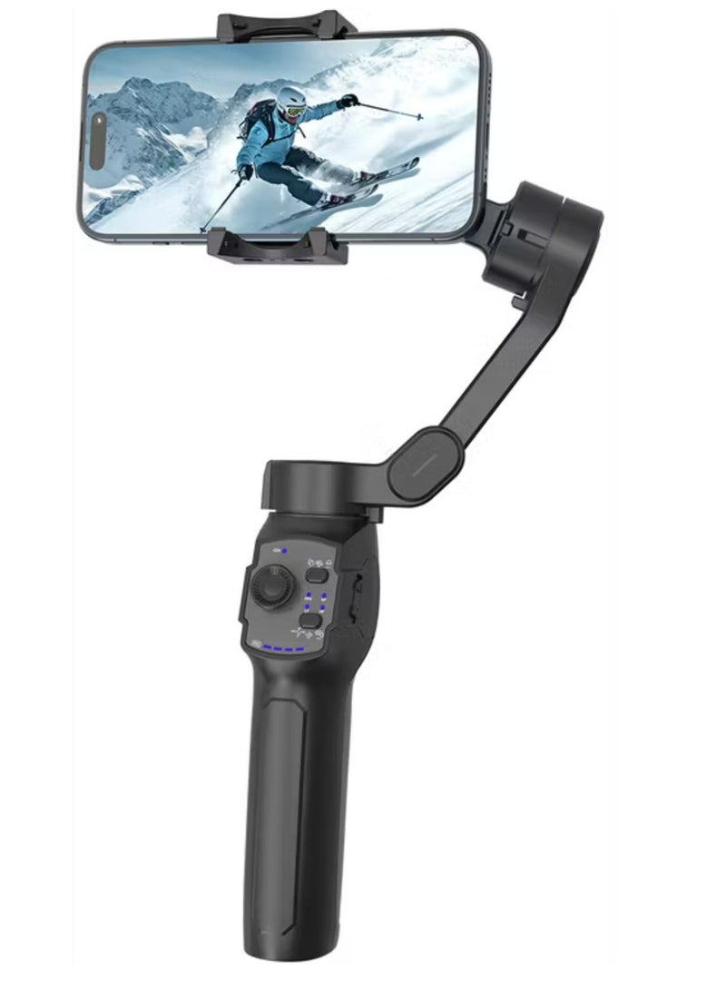 porodo 3-Axis Gimbal with Stabilizer Magnetic Fill Light, Smart Live Tracking, Long Battery Life, One-Key Angle Switch, 780 Minutes Working Time - Black  - Image 2