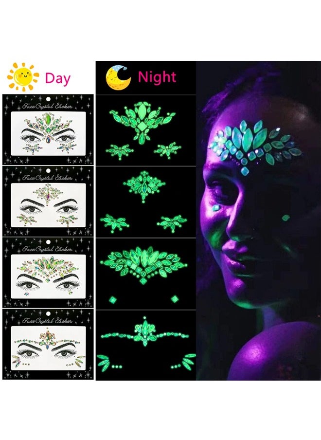 4 Sets Luminous Face Jewels, Women Mermaid Gems, Glitter Rhinestone Rave Stickers, Crystals Eyes Temporary Tattoos Glow in the Dark - pzsku/Z0B4C635D5161D656C48EZ/45/_/1736920676/3efb3eab-65da-436d-a8b0-0e74b08a63a6