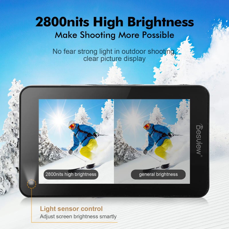 Desview R6 Camera Field Monitor 5.5inch Touchscreen Monitor, UHB 2800nits 1920x1080 IPS 4K HDMI with 3D LUT HDR Waveform Vectorscope False Color Zebra for DSLR & Mirrorless - Image 2